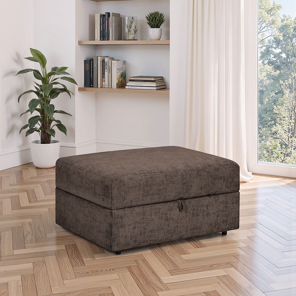 Malvern Storage Footstool in Brown fabric 1