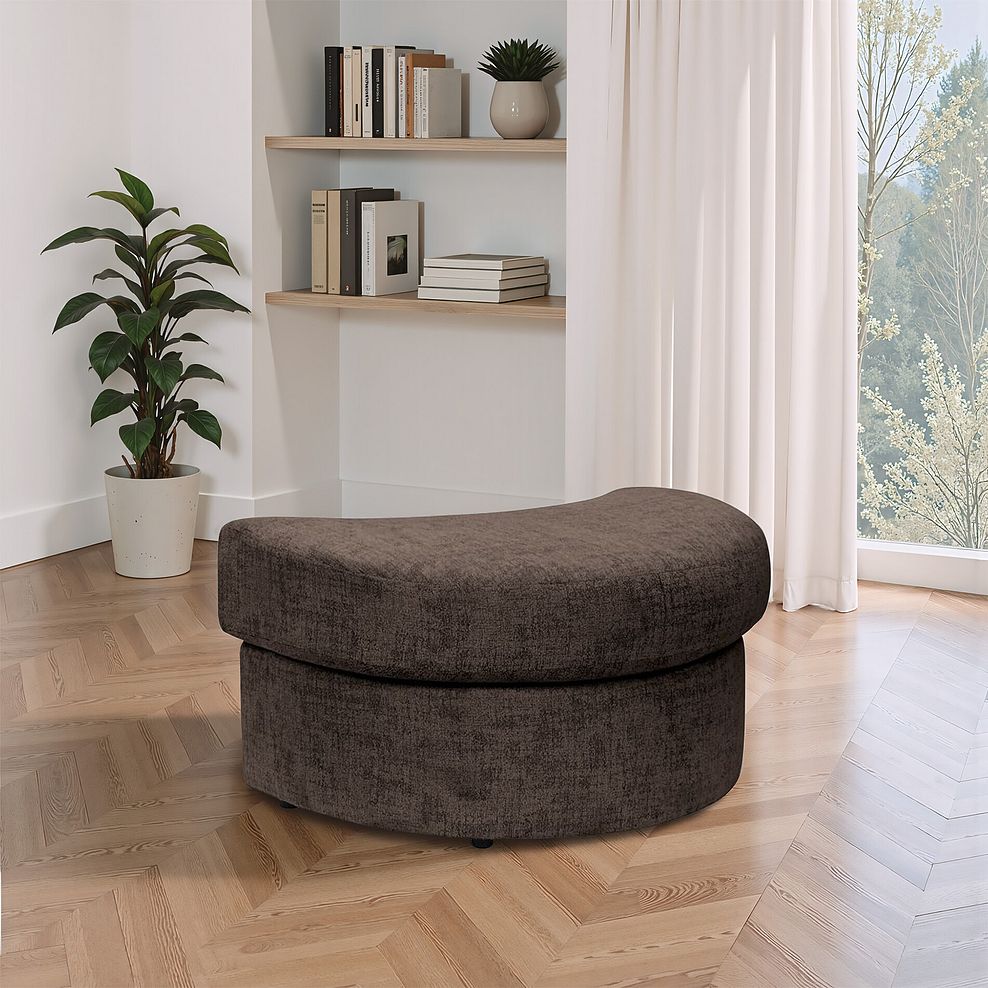 Malvern Half Moon Footstool in Brown fabric 1