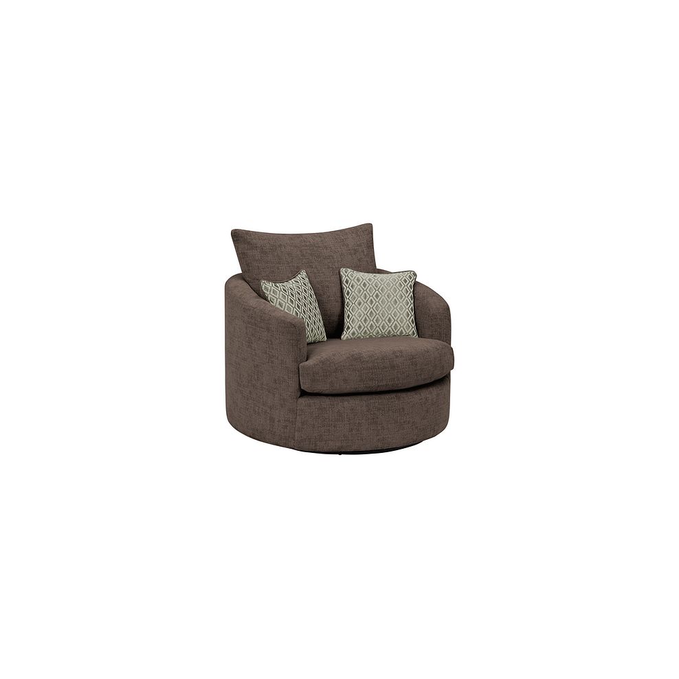 Malvern Swivel Cuddler Chair in Brown fabric 1