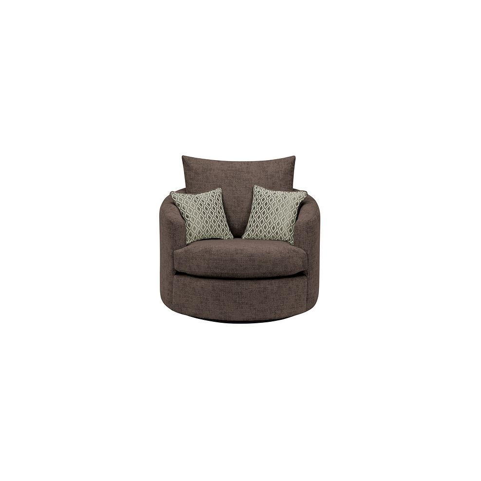 Malvern Swivel Cuddler Chair in Brown fabric 2