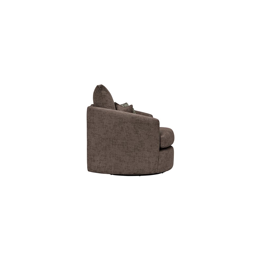 Malvern Swivel Cuddler Chair in Brown fabric 3