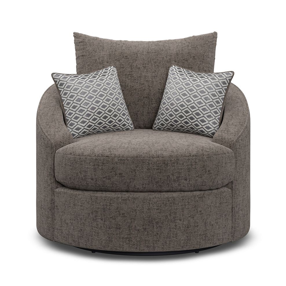 Malvern Swivel Cuddler Chair in Brown fabric 3