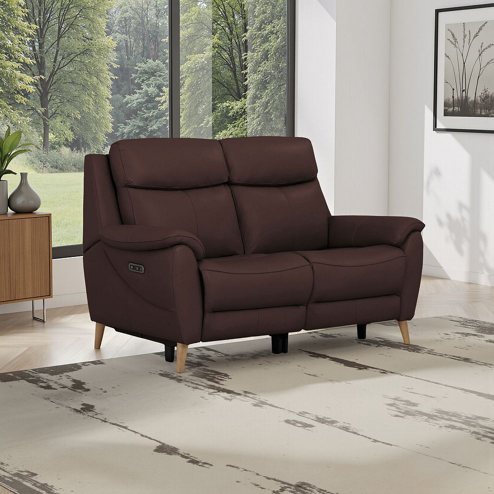 Brunel 2 Seater Electric Recliner Sofa in Chestnut Leather 1