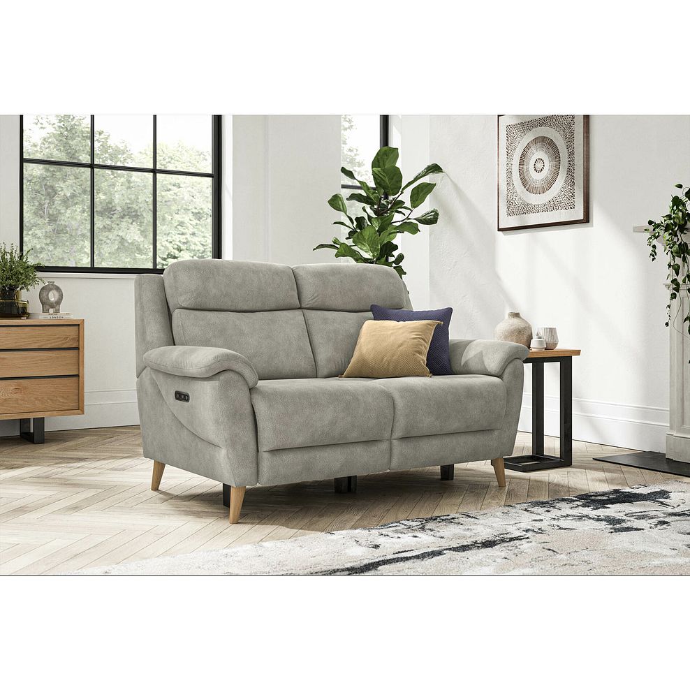 Brunel 2 Seater Electric Recliner Sofa in Dexter Stone Fabric 2