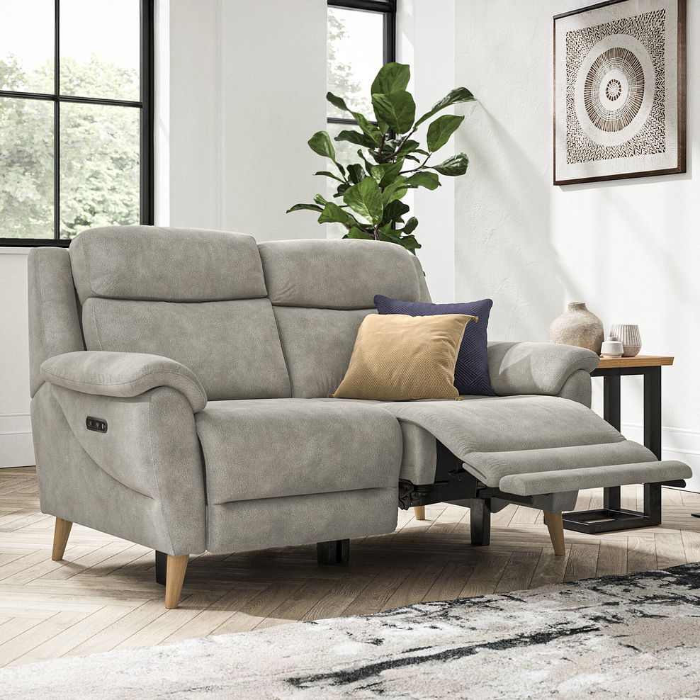 Brunel 2 Seater Electric Recliner Sofa in Dexter Stone Fabric 1