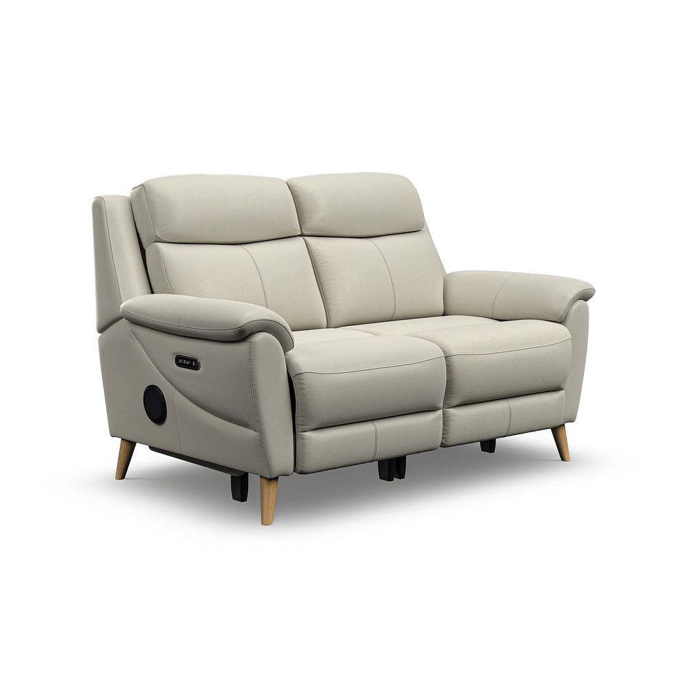 Brunel 2 Seater Recliner Sofa with Speakers in Bone China Leather 1