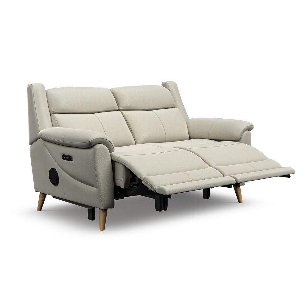 Brunel 2 Seater Recliner Sofa with Speakers in Bone China Leather 3