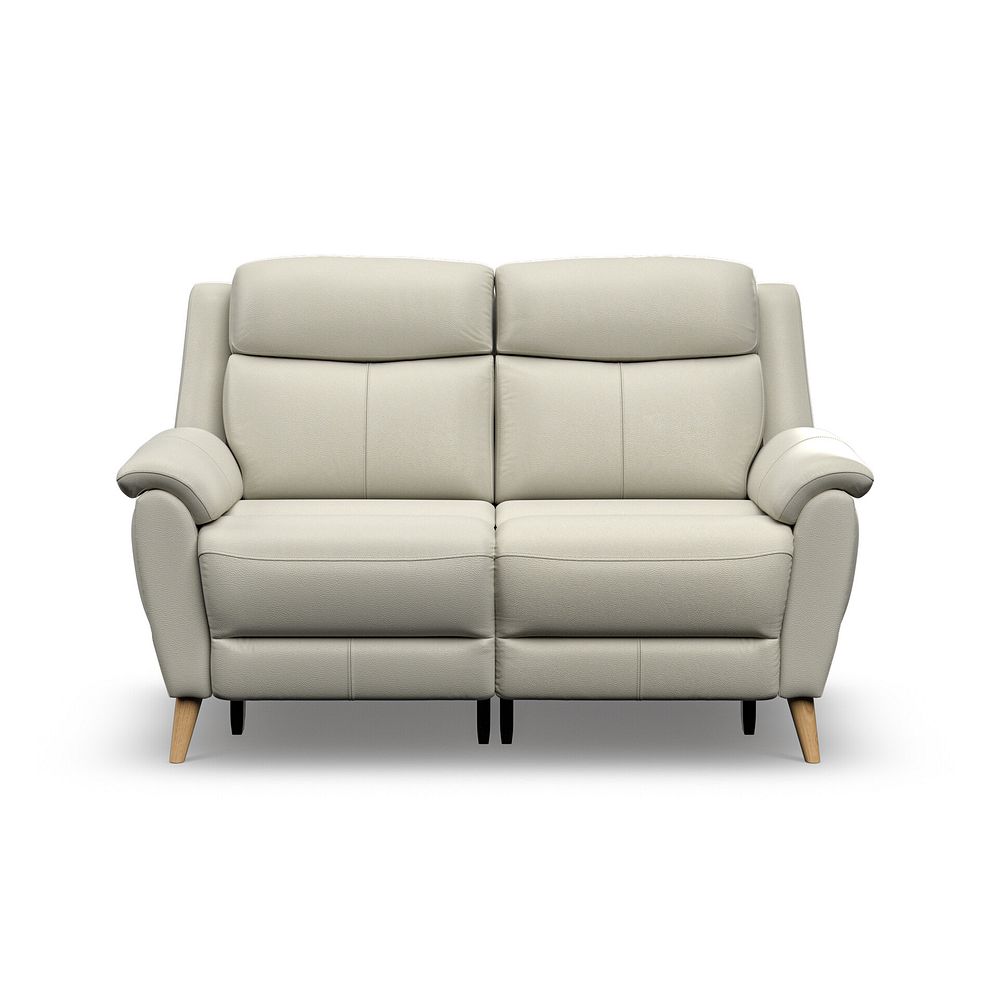 Brunel 2 Seater Recliner Sofa with Speakers in Bone China Leather 4