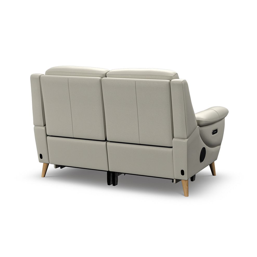 Brunel 2 Seater Recliner Sofa with Speakers in Bone China Leather 5
