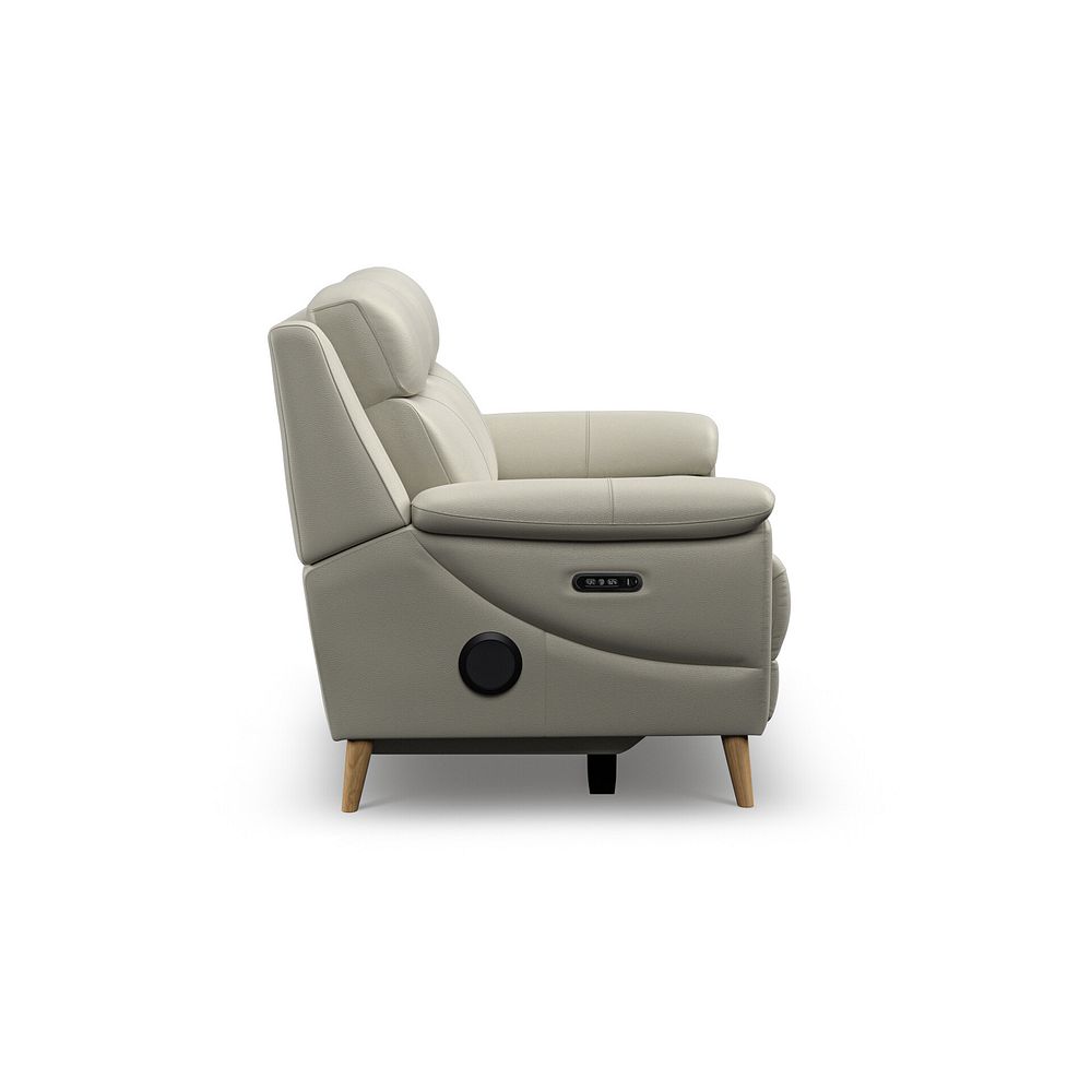 Brunel 2 Seater Recliner Sofa with Speakers in Bone China Leather 6