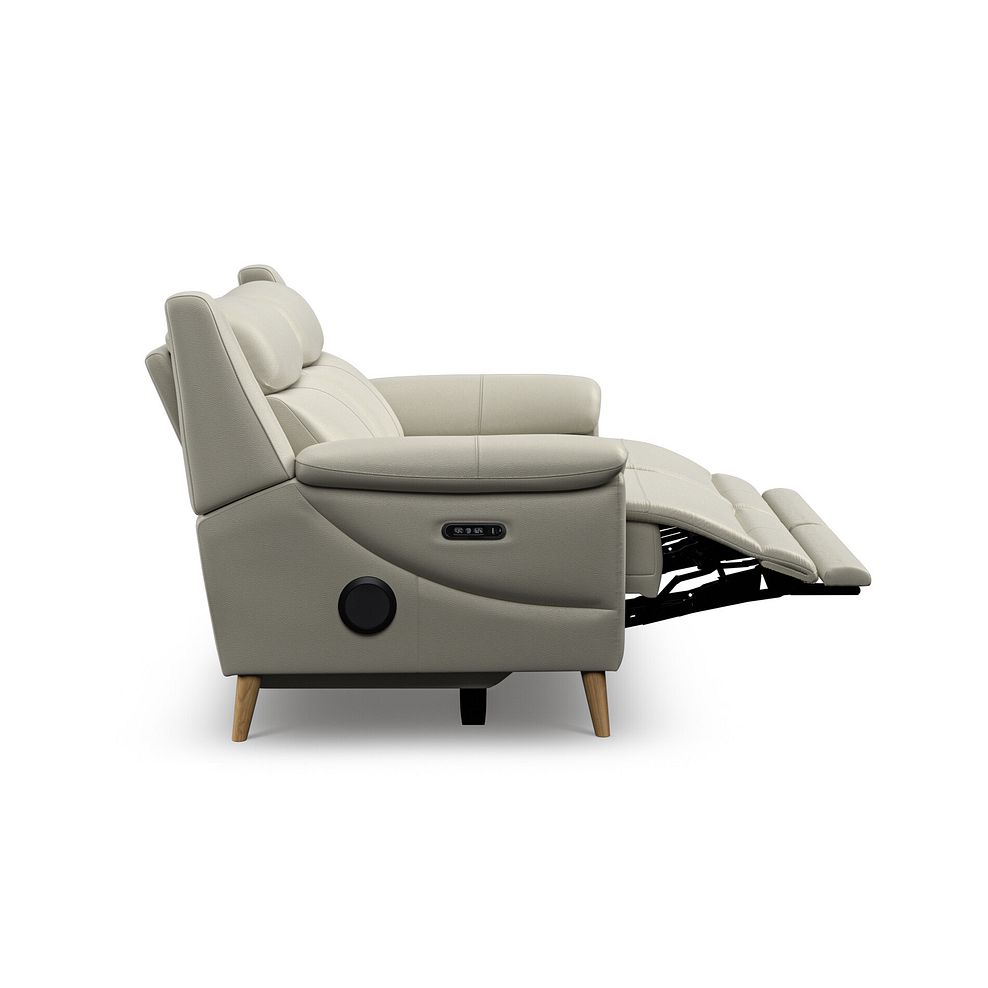 Brunel 2 Seater Recliner Sofa with Speakers in Bone China Leather 7