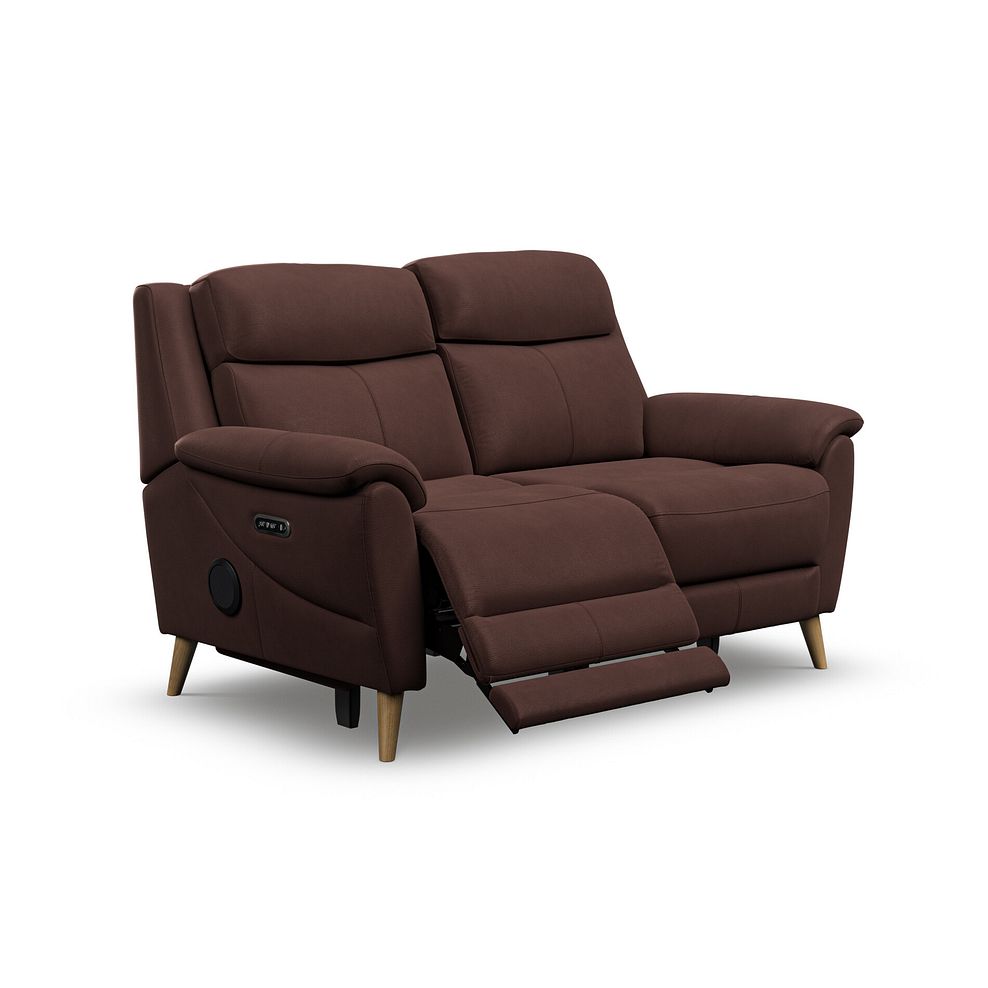 Brunel 2 Seater Recliner Sofa with Speakers in Chestnut Leather 2