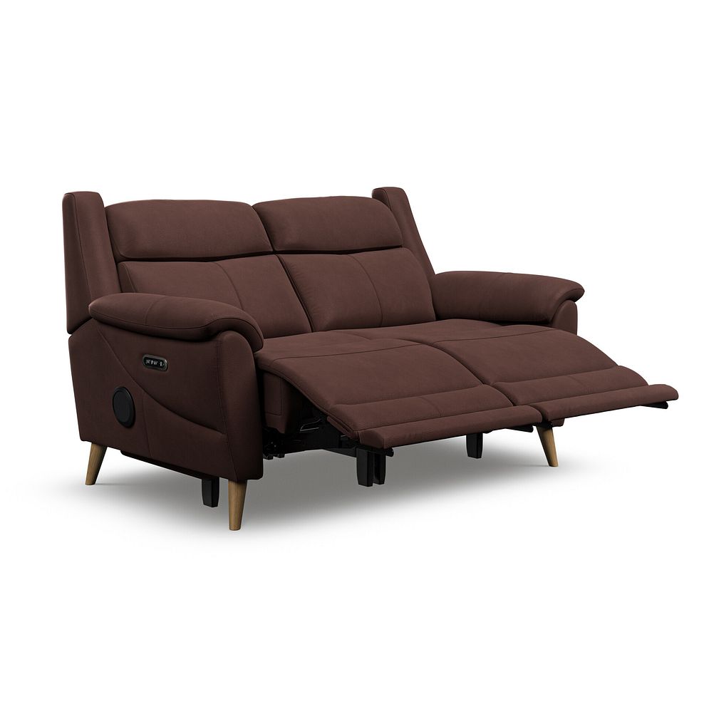 Brunel 2 Seater Recliner Sofa with Speakers in Chestnut Leather 3
