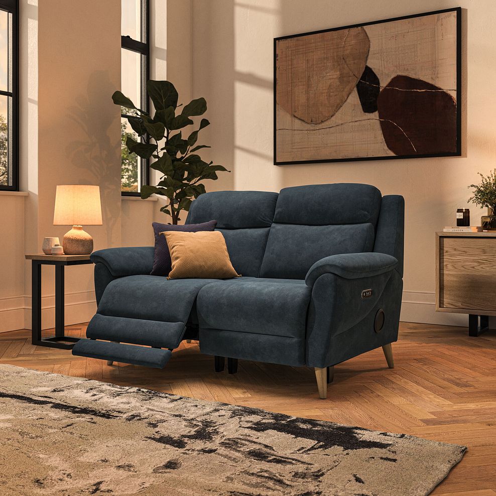 Brunel 2 Seater Electric Recliner Sofa with Speakers in Dexter Shadow Fabric 2