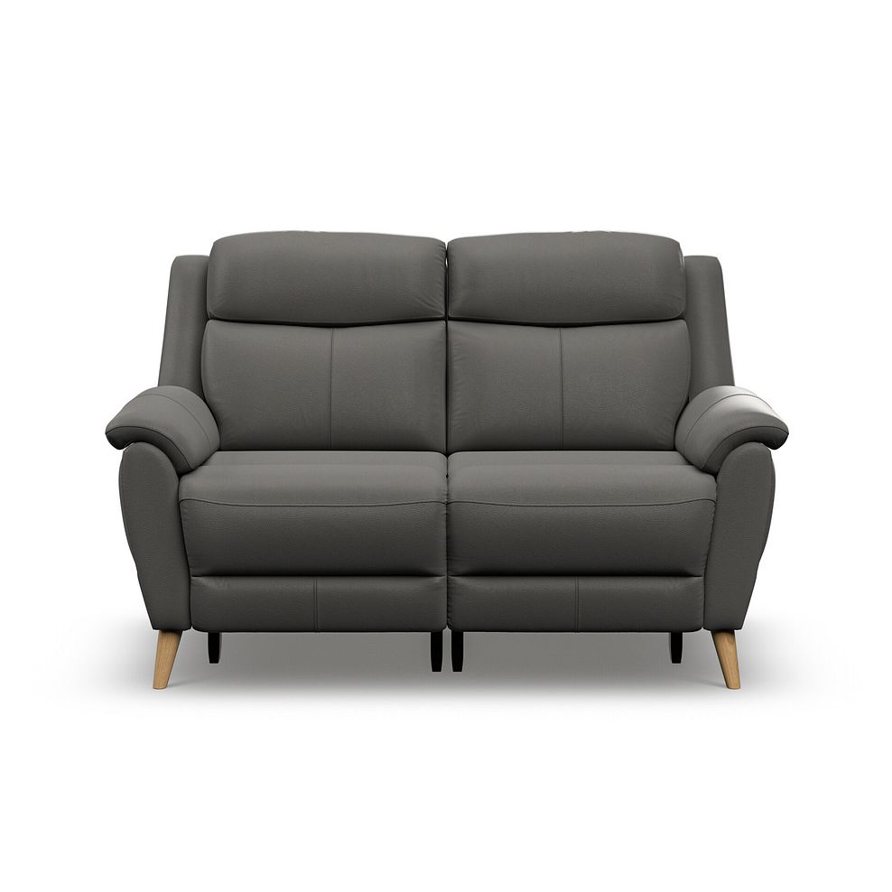Brunel 2 Seater Recliner Sofa with Speakers in Elephant Grey Leather 4