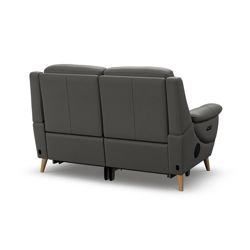 Brunel 2 Seater Recliner Sofa with Speakers in Elephant Grey Leather 5