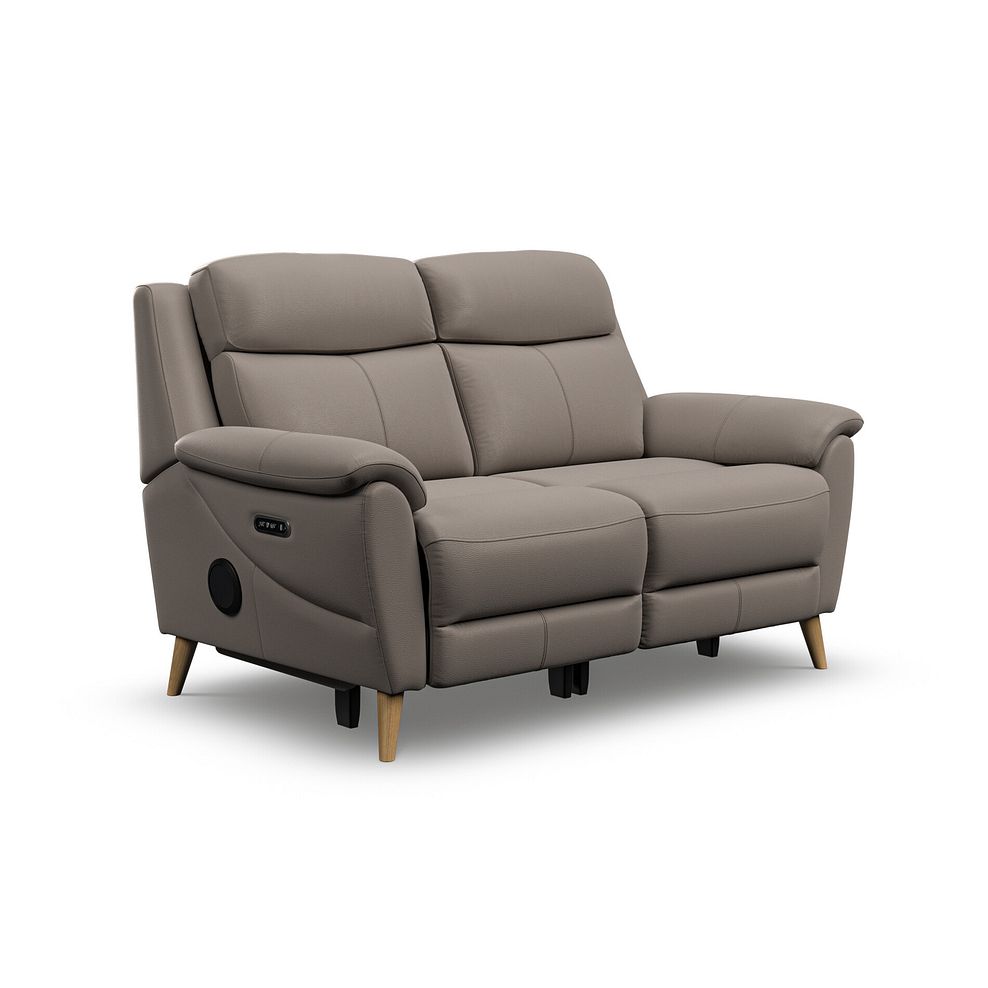 Brunel 2 Seater Recliner Sofa with Speakers in Oyster Leather 1