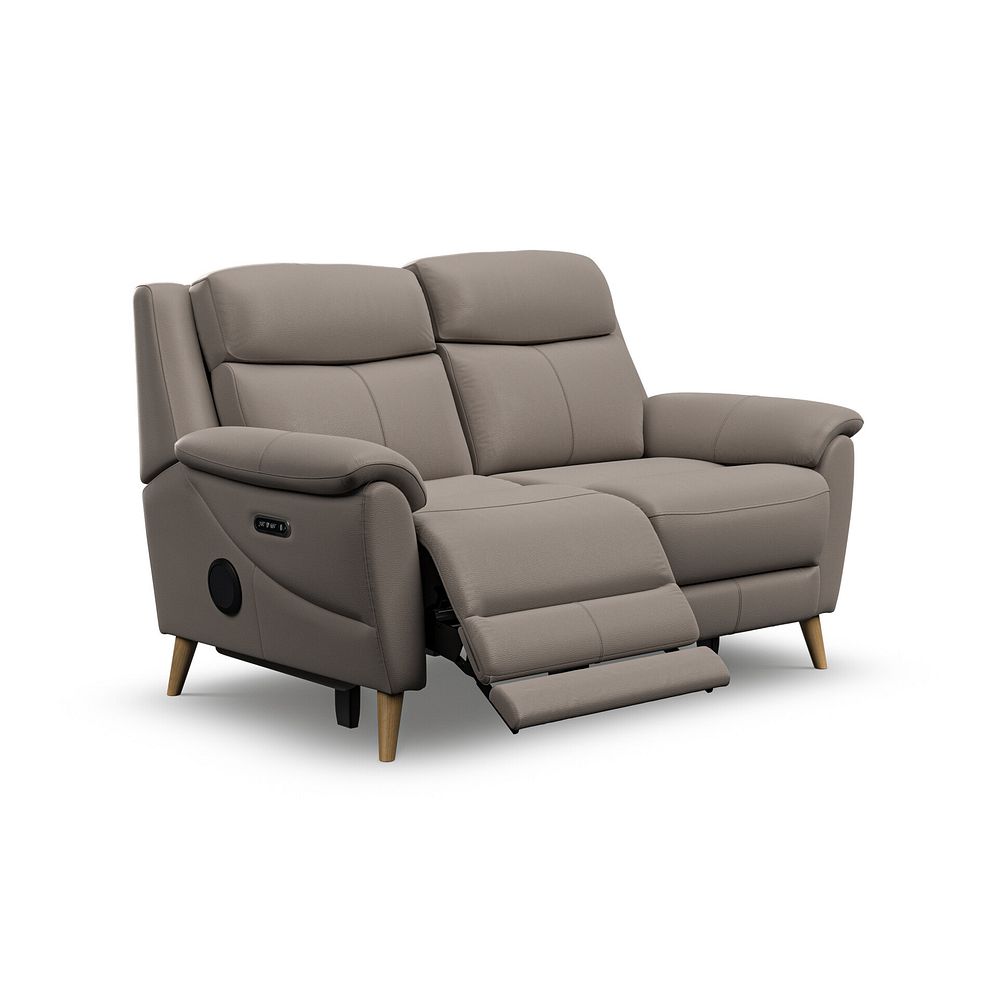 Brunel 2 Seater Recliner Sofa with Speakers in Oyster Leather 2