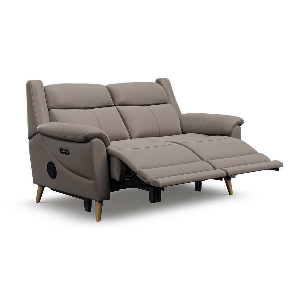 Brunel 2 Seater Recliner Sofa with Speakers in Oyster Leather 3