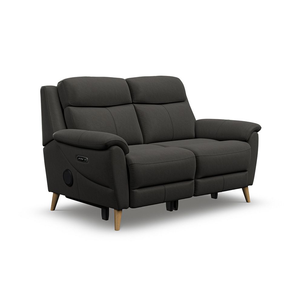 Brunel 2 Seater Recliner Sofa with Speakers in Storm Leather 1