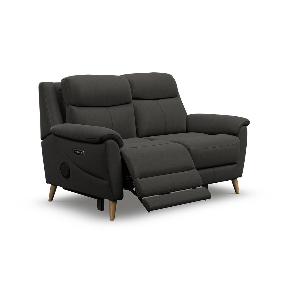 Brunel 2 Seater Recliner Sofa with Speakers in Storm Leather 2