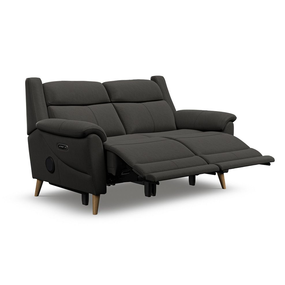 Brunel 2 Seater Recliner Sofa with Speakers in Storm Leather 3