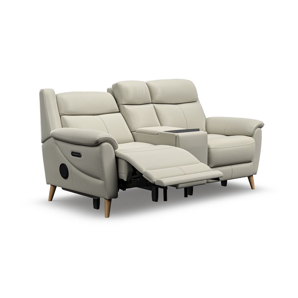 Brunel 2 Seater Recliner Sofa, Smart Screen & Speakers in Bone China Leather 4
