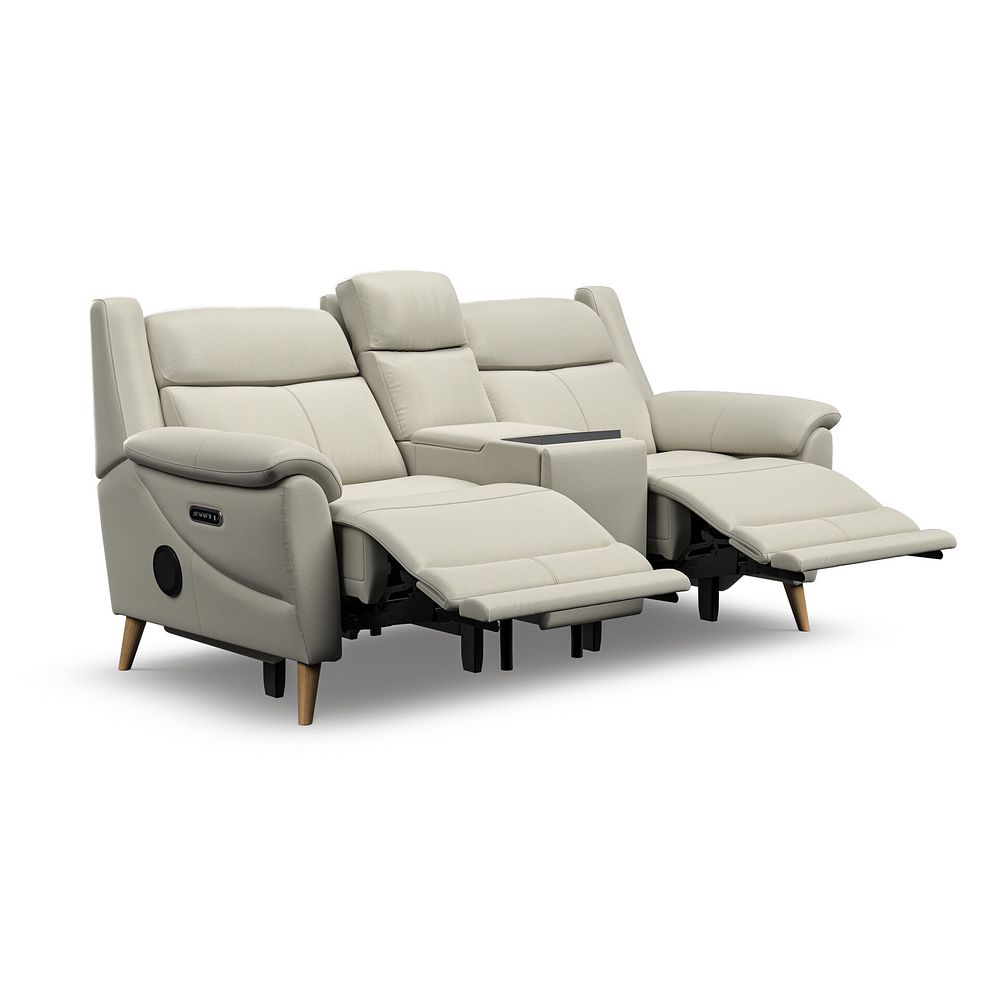 Brunel 2 Seater Recliner Sofa, Smart Screen & Speakers in Bone China Leather 5