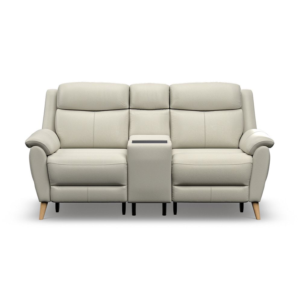 Brunel 2 Seater Recliner Sofa, Smart Screen & Speakers in Bone China Leather 6