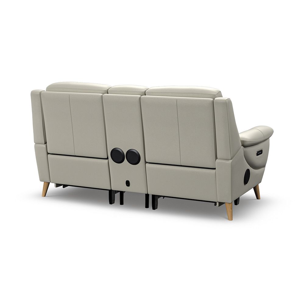 Brunel 2 Seater Recliner Sofa, Smart Screen & Speakers in Bone China Leather 7