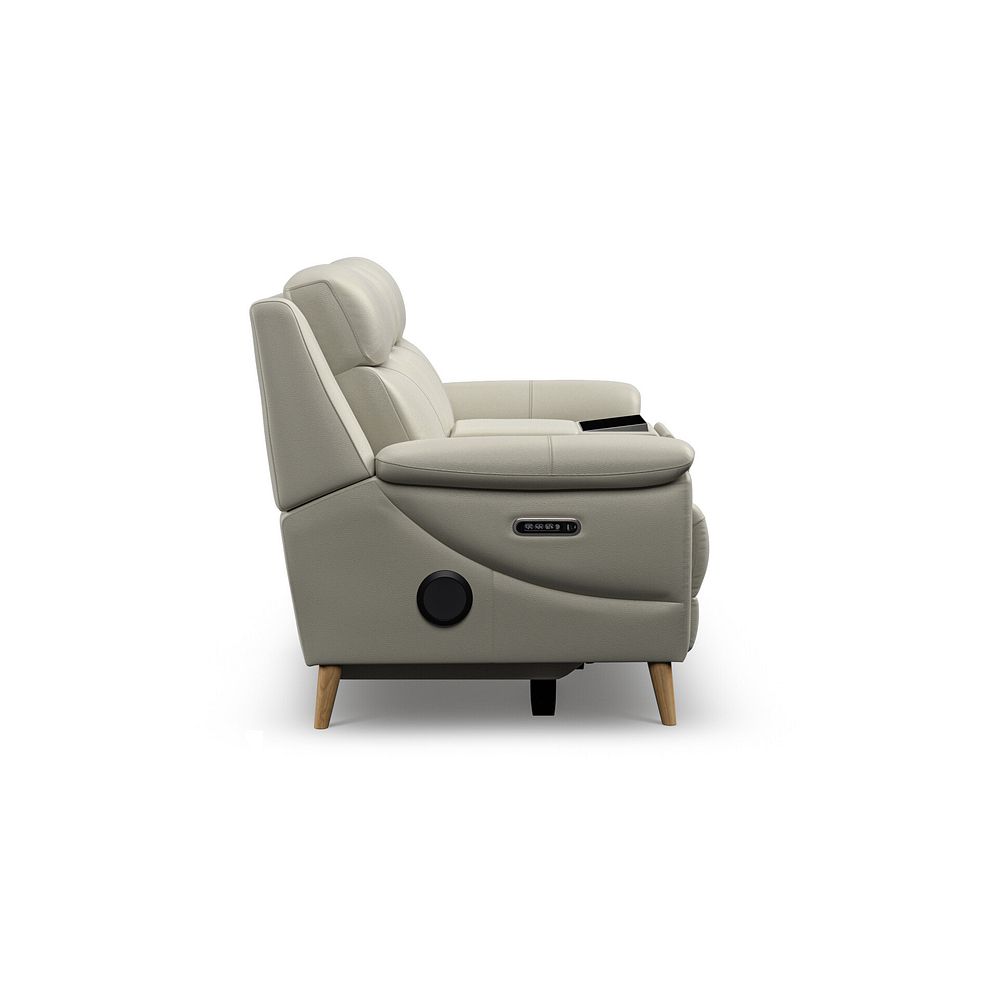 Brunel 2 Seater Recliner Sofa, Smart Screen & Speakers in Bone China Leather 8