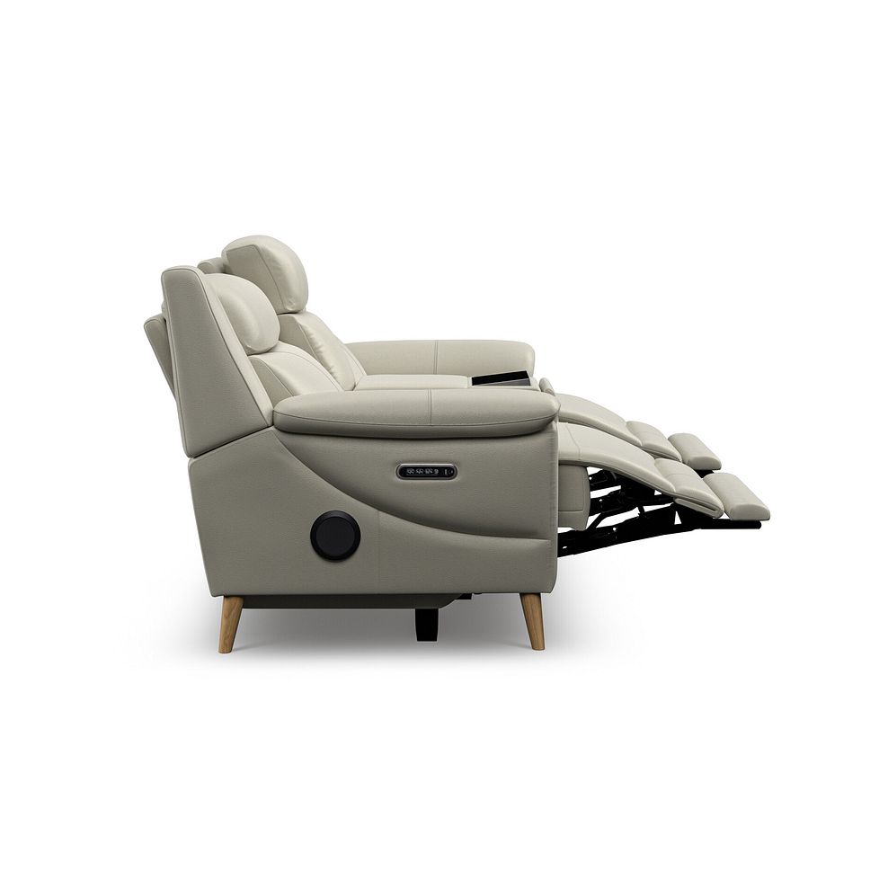 Brunel 2 Seater Recliner Sofa, Smart Screen & Speakers in Bone China Leather 9