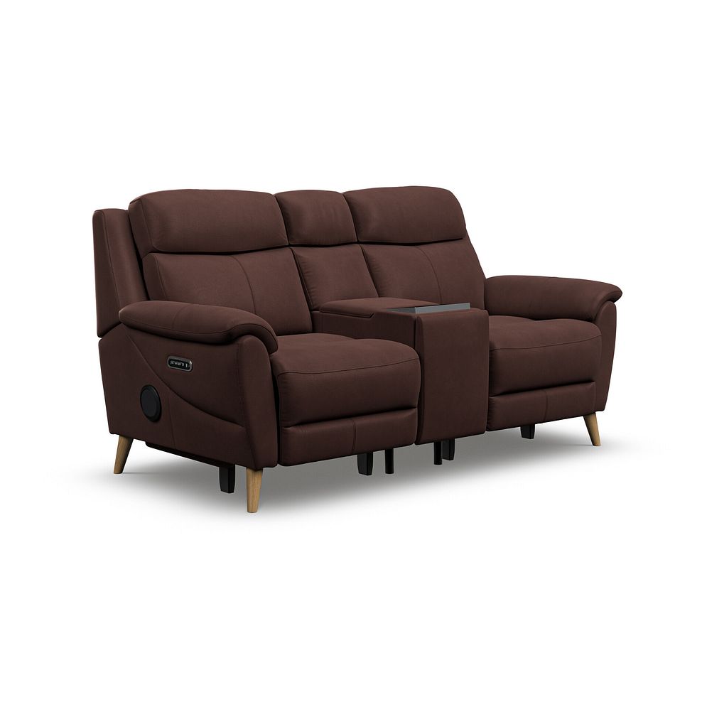 Brunel 2 Seater Recliner Sofa, Smart Screen & Speakers in Chestnut Leather 1