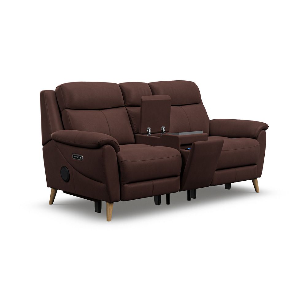 Brunel 2 Seater Recliner Sofa, Smart Screen & Speakers in Chestnut Leather 2