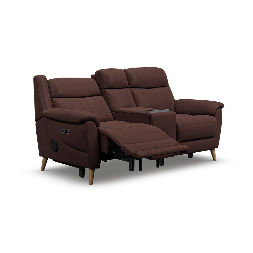 Brunel 2 Seater Recliner Sofa, Smart Screen & Speakers in Chestnut Leather 4