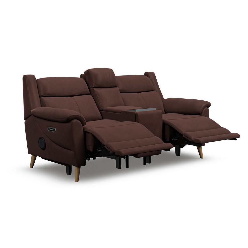 Brunel 2 Seater Recliner Sofa, Smart Screen & Speakers in Chestnut Leather 5