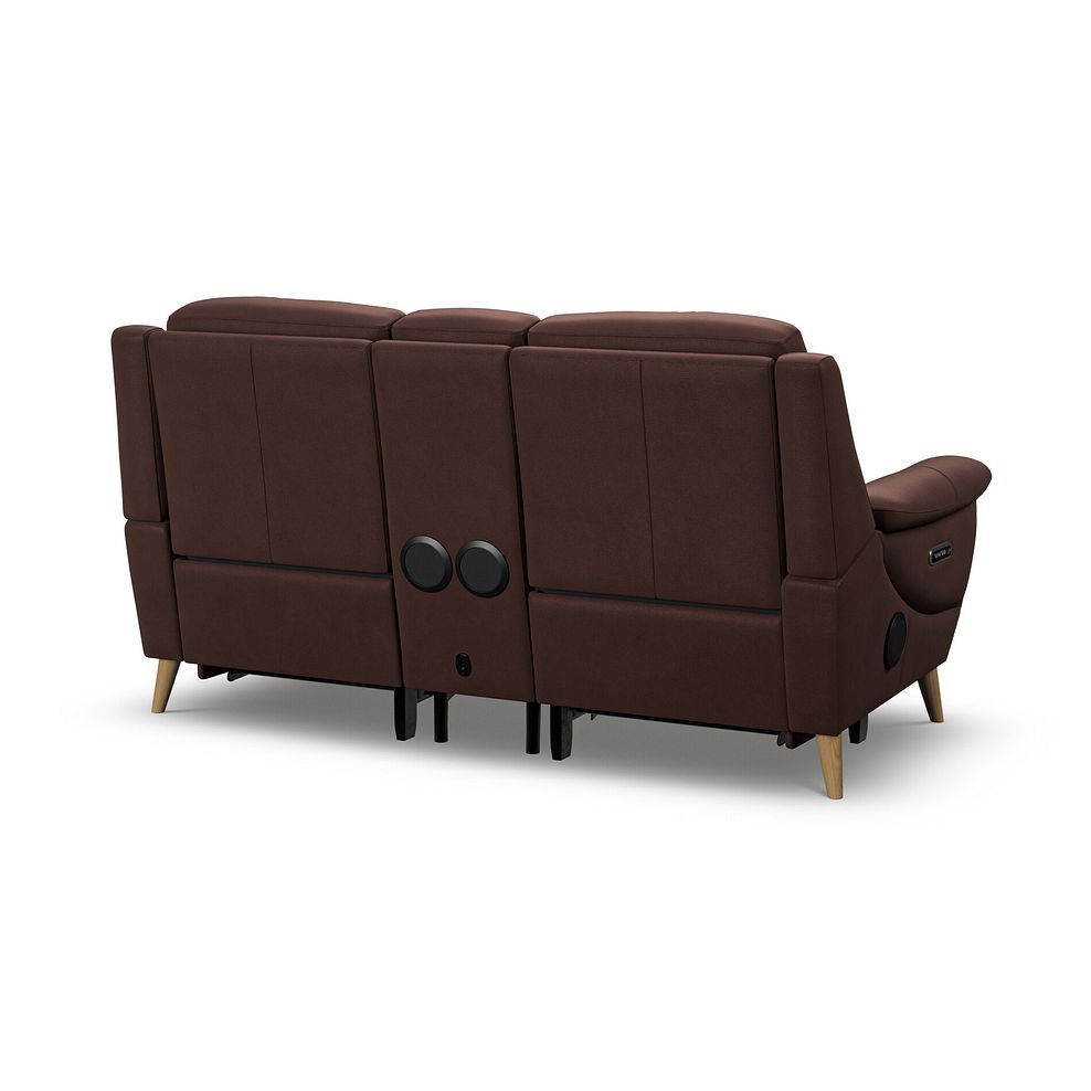 Brunel 2 Seater Recliner Sofa, Smart Screen & Speakers in Chestnut Leather 7