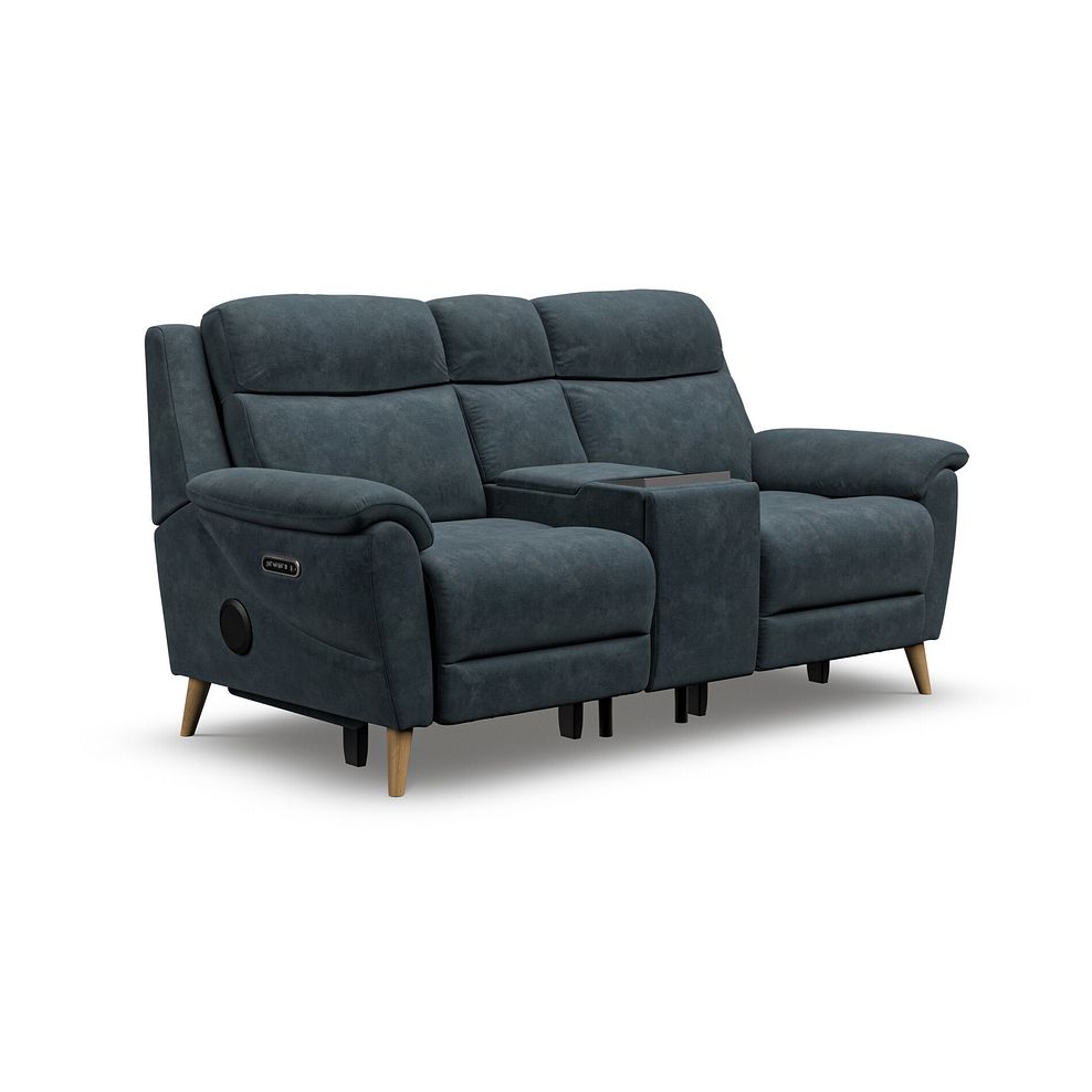 Brunel 2 Seater Recliner Sofa, Smart Screen & Speakers in Dexter Shadow Fabric 1