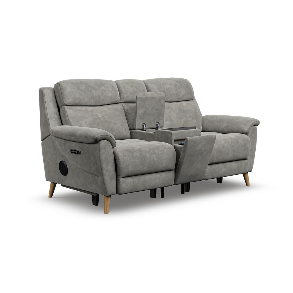 Brunel 2 Seater Recliner Sofa, Smart Screen & Speakers in Dexter Stone Fabric 2