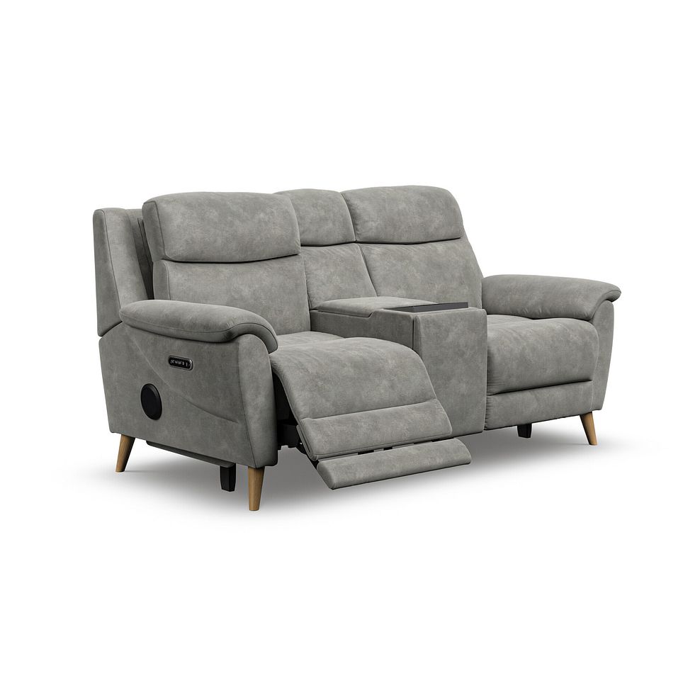 Brunel 2 Seater Recliner Sofa, Smart Screen & Speakers in Dexter Stone Fabric 3