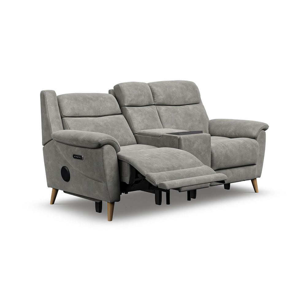 Brunel 2 Seater Recliner Sofa, Smart Screen & Speakers in Dexter Stone Fabric 4