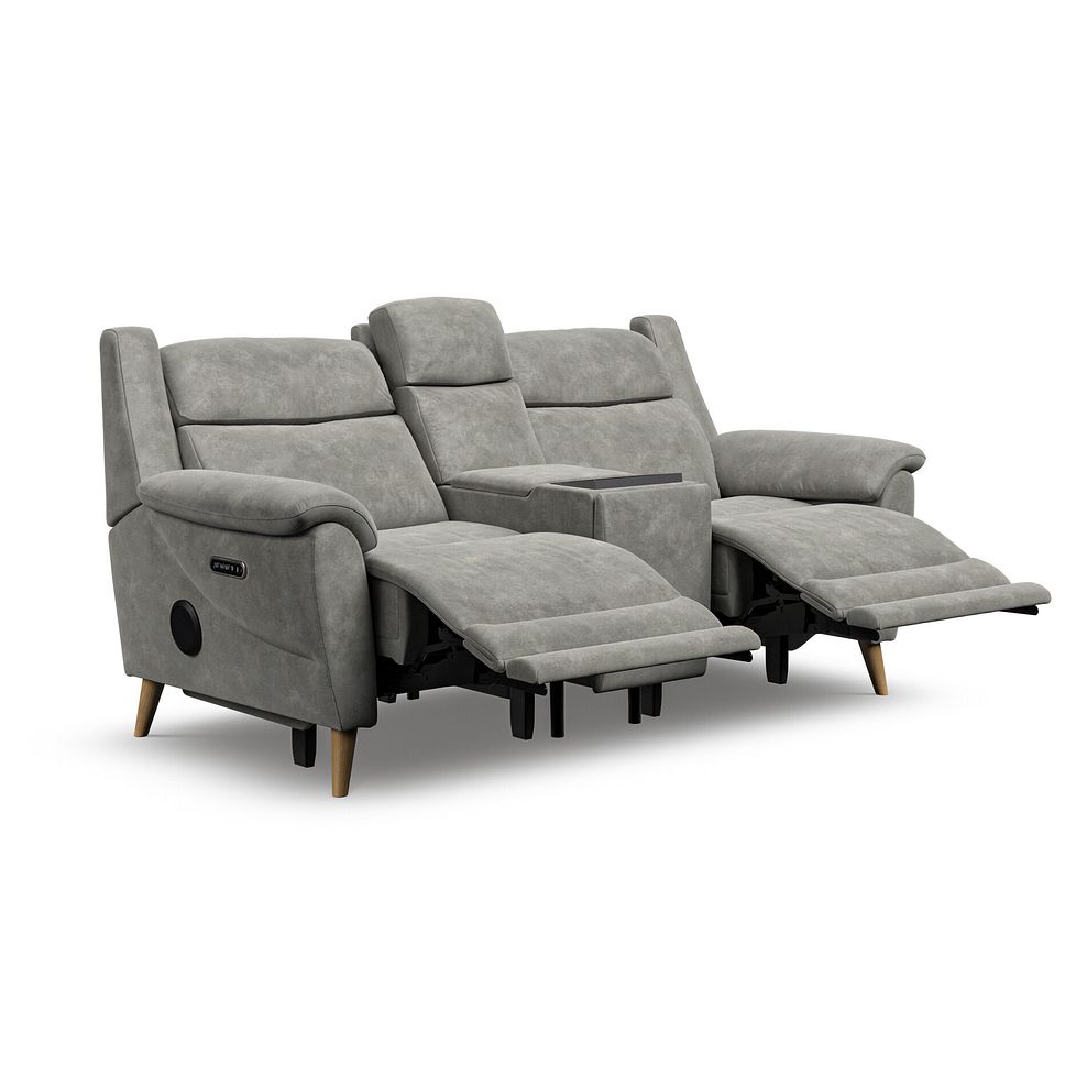 Brunel 2 Seater Recliner Sofa, Smart Screen & Speakers in Dexter Stone Fabric 5