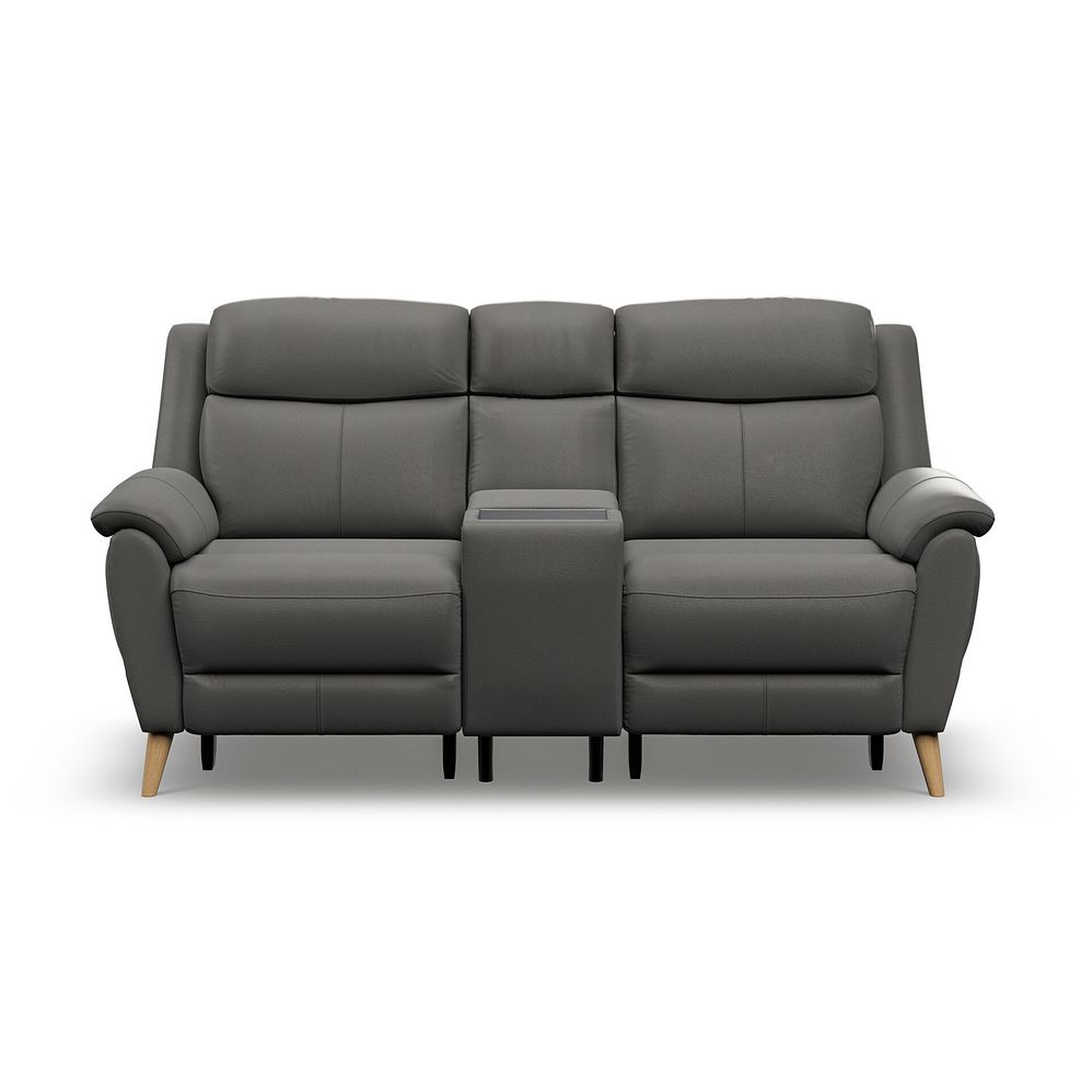 Brunel 2 Seater Recliner Sofa, Smart Screen & Speakers in Elephant Grey Leather 6
