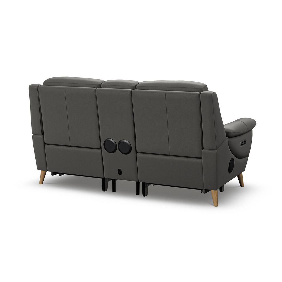 Brunel 2 Seater Recliner Sofa, Smart Screen & Speakers in Elephant Grey Leather 7