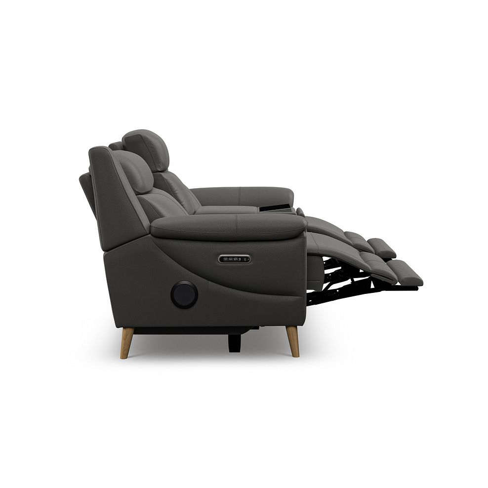 Brunel 2 Seater Recliner Sofa, Smart Screen & Speakers in Elephant Grey Leather 9