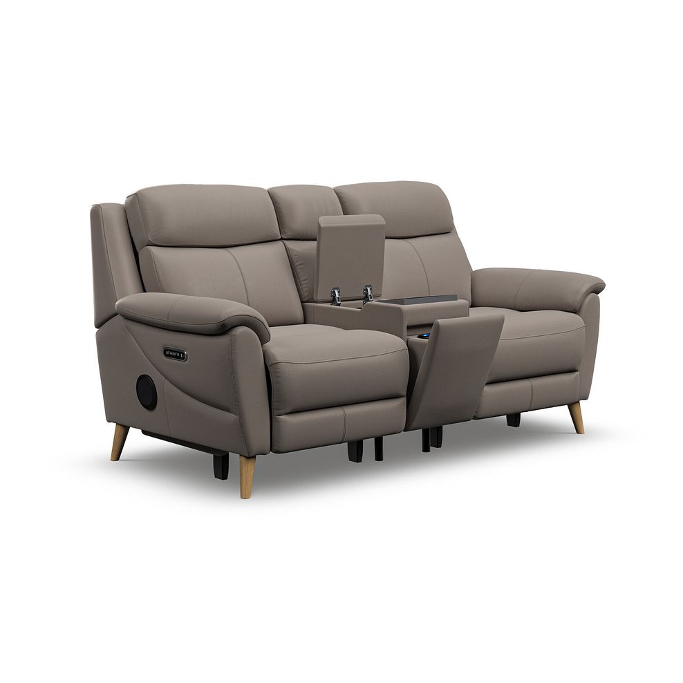 Brunel 2 Seater Recliner Sofa, Smart Screen & Speakers in Oyster Leather 2