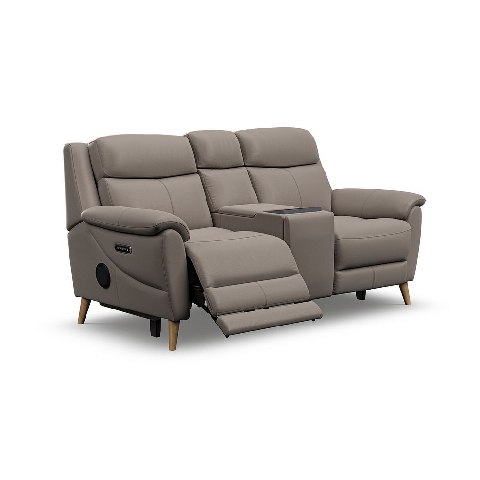 Brunel 2 Seater Recliner Sofa, Smart Screen & Speakers in Oyster Leather 3