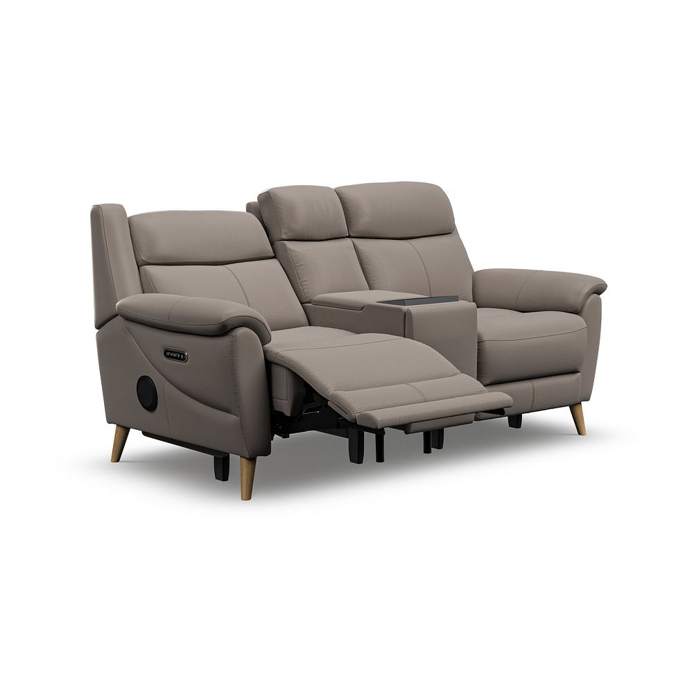 Brunel 2 Seater Recliner Sofa, Smart Screen & Speakers in Oyster Leather 4