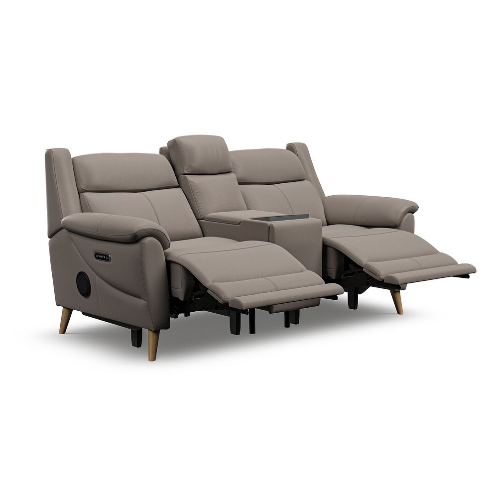 Brunel 2 Seater Recliner Sofa, Smart Screen & Speakers in Oyster Leather 5
