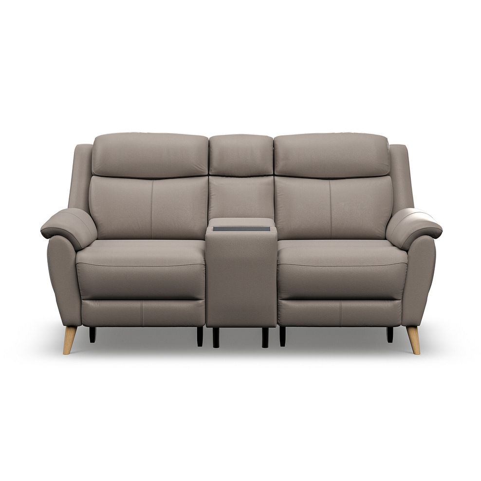 Brunel 2 Seater Recliner Sofa, Smart Screen & Speakers in Oyster Leather 6